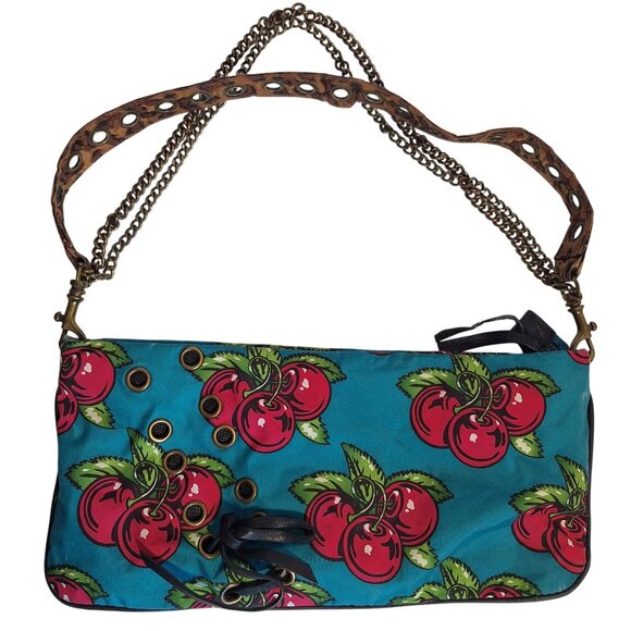 Betseyville Handbags - Betseyville Betsey Johnson Cherry HandBag Purse Chain & Leather Strap Turquoise